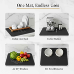 Strabella Dish Drying Mat - Super Absorbent, Quick Dry, Non-Slip in Black - Strabella Home
