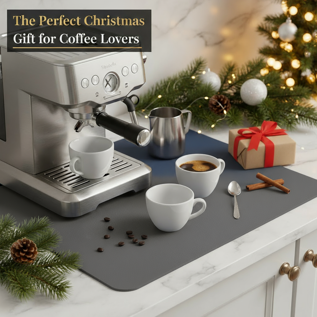 Dark Gray Dish Drying Mat – Absorbent Quick Dry Kitchen Counter Mat – Non-Slip & Easy to Clean | Strabella