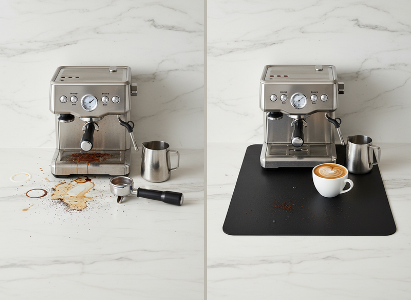 Strabella Coffee Bar Mat - Super Absorbent Coffee Mat, Quick Dry, Non-Slip in Dark Gray - Strabella Home