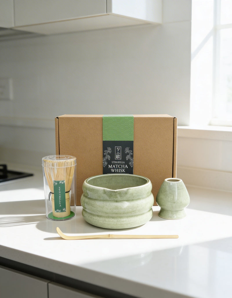 Strabella Matcha Set - Premium Bamboo Whisk & Ceramic Bowl Gift Set for Perfect Tea Ceremony - Strabella Home