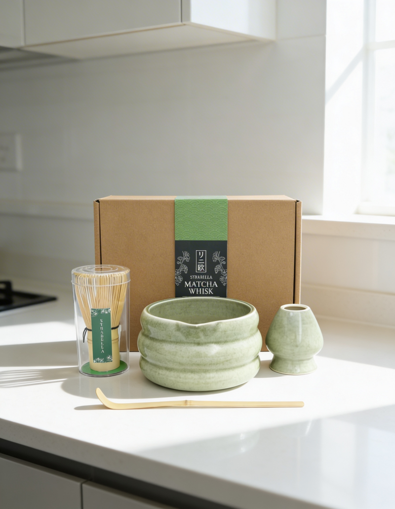 Strabella Matcha Set - Premium Bamboo Whisk & Ceramic Bowl Gift Set for Perfect Tea Ceremony - Strabella Home