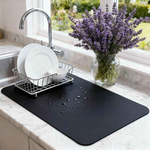 Strabella Dish Drying Mat - Super Absorbent, Quick Dry, Non-Slip in Black - Strabella Home
