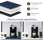 Coffee mat with layers and features, shown with a coffee machine and drinks.