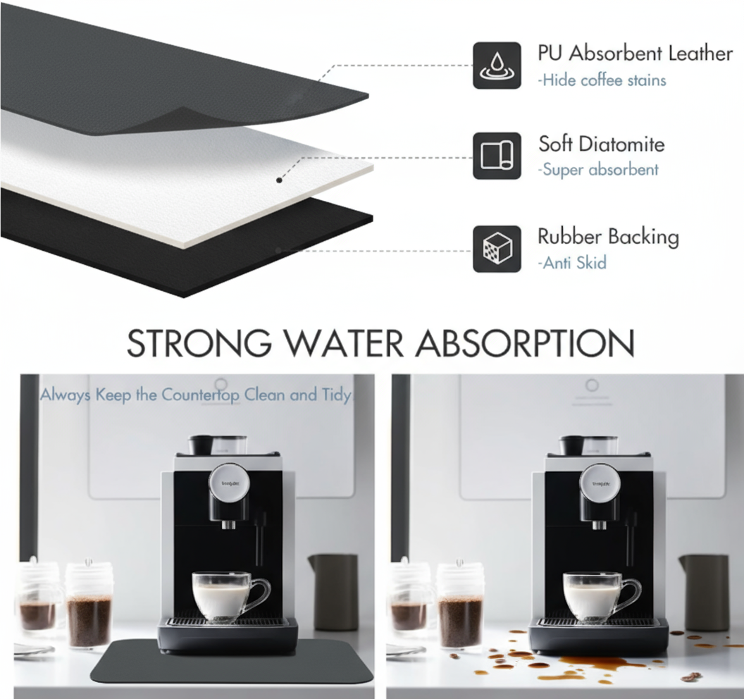 Dark Gray Dish Drying Mat – Absorbent Quick Dry Kitchen Counter Mat – Non-Slip & Easy to Clean | Strabella