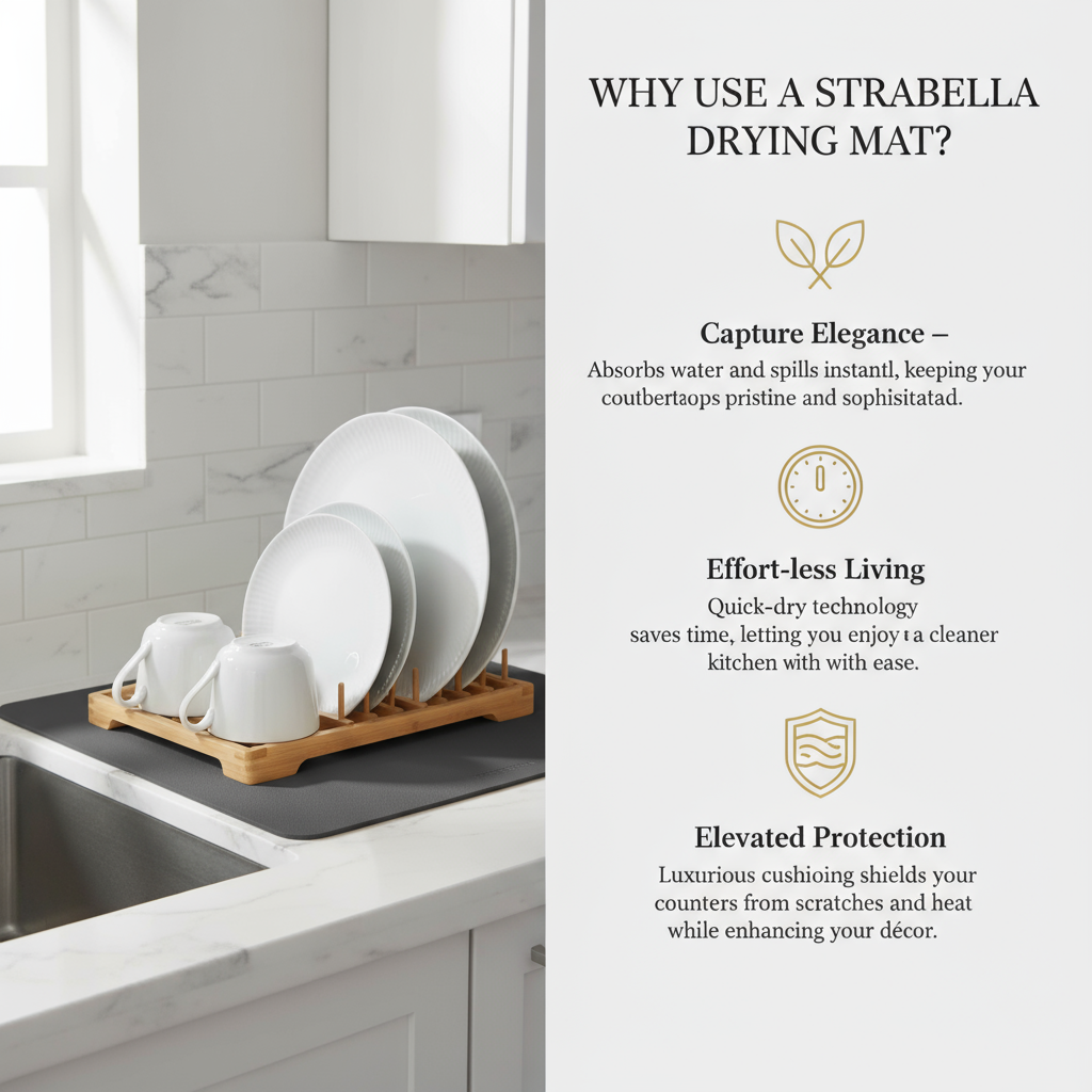 Dark Gray Dish Drying Mat – Absorbent Quick Dry Kitchen Counter Mat – Non-Slip & Easy to Clean | Strabella