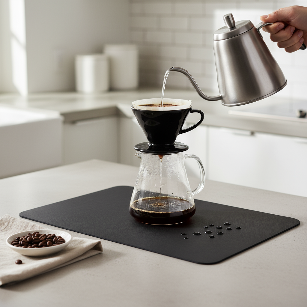 Strabella Coffee Bar Mat - Super Absorbent Coffee Mat, Quick Dry, Non-Slip in Dark Gray