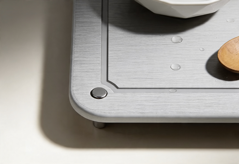 Strabella Stone Drying Mat For Kitchen Counter, Diatomaceous Dish Drying Mats Superb Absorbent With Non-Slip Stainless Steel Feet For Dishes, Bottles And More, 15.7"(L)×11.8"(W), Light Grey Wave Dish Drying Mats