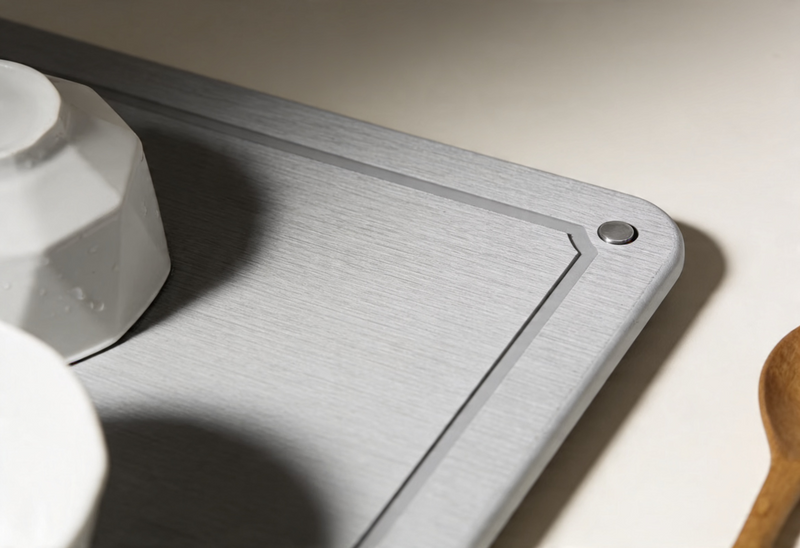 Strabella Stone Drying Mat For Kitchen Counter, Diatomaceous Dish Drying Mats Superb Absorbent With Non-Slip Stainless Steel Feet For Dishes, Bottles And More, 15.7"(L)×11.8"(W), Light Grey Wave Dish Drying Mats