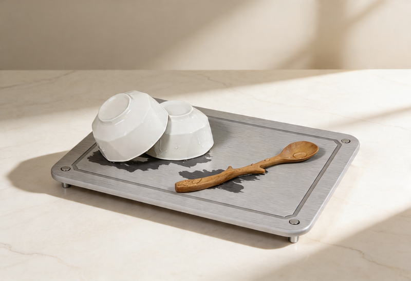 Strabella Stone Drying Mat For Kitchen Counter, Diatomaceous Dish Drying Mats Superb Absorbent With Non-Slip Stainless Steel Feet For Dishes, Bottles And More, 15.7"(L)×11.8"(W), Light Grey Wave Dish Drying Mats