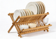 Bamboo Dish Drying Rack — 2-Tier Collapsible Wooden Drainer