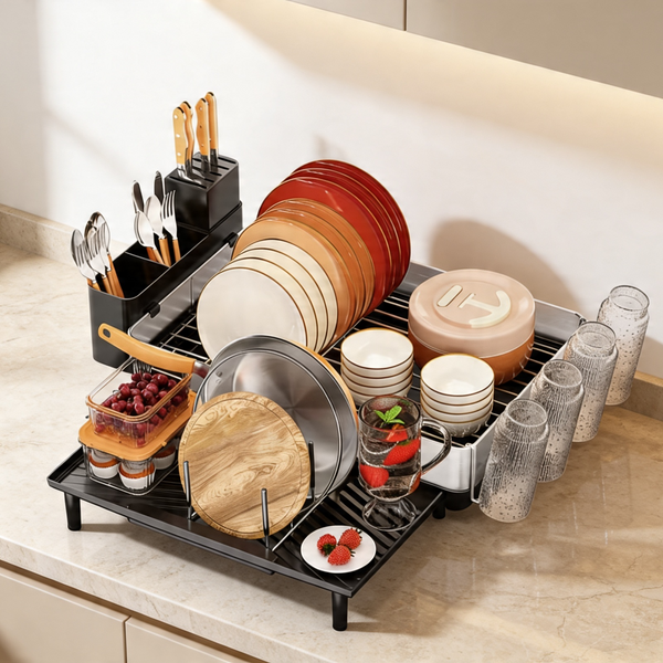 304 Stainless Steel Dish Rack — Expandable, 2-Tier | Strabella