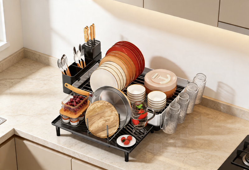 304 Stainless Steel Dish Rack — Expandable, 2-Tier | Strabella