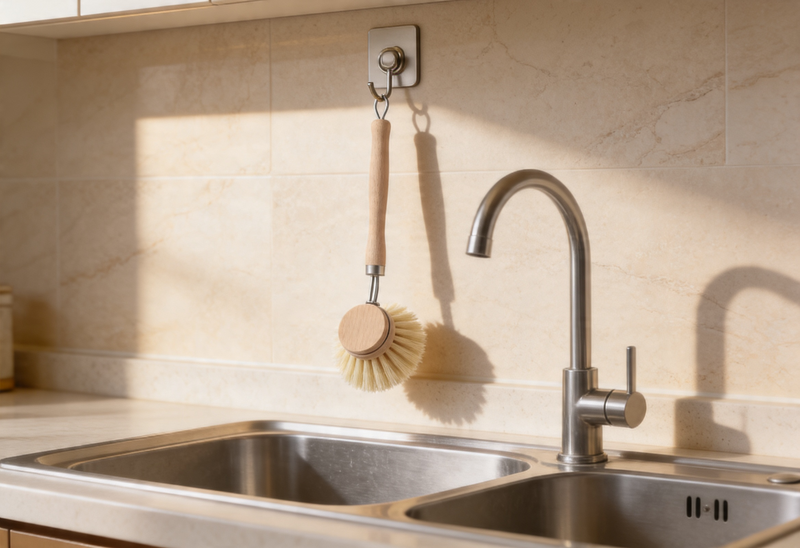 Set of 4 Kitchen Scrub Brushes Featuring Beechwood Handles, Designed for Cleaning Dishes with Natural Fiber Bristles. Includes 2-Inch Replacement Brush Heads Suitable for Pots, Pans, And Utensils