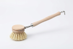 Set of 4 Kitchen Scrub Brushes Featuring Beechwood Handles, Designed for Cleaning Dishes with Natural Fiber Bristles. Includes 2-Inch Replacement Brush Heads Suitable for Pots, Pans, And Utensils