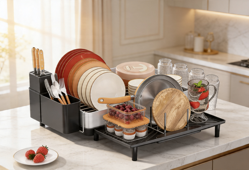 304 Stainless Steel Dish Rack — Expandable, 2-Tier | Strabella