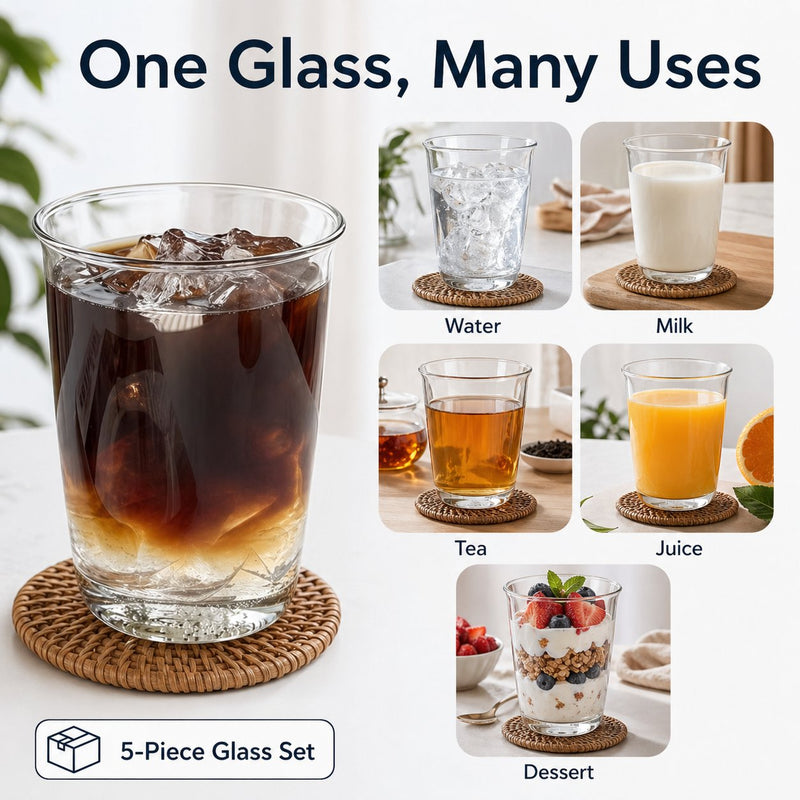 Borosilicate clarity — single-wall thin glass matcha cup 12oz
