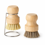 Strabella Kitchen Brush Set — sisal brush, coconut palm brush, and stainless steel holder