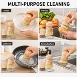 Multi-purpose cleaning — dishes, produce, cookware, and sink with the Strabella natural brush set