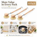 Four scrub brushes in the set — keep one by the sink, one for pots and pans, and extras ready