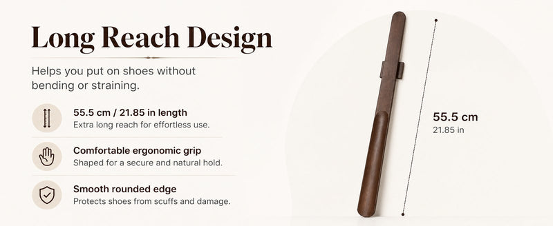 Magnetic wall mount detail — long handle shoehorn with no-drill mounting disc