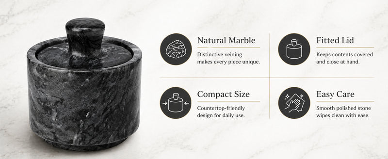 Multipurpose marble storage — salt, herbs, jewelry, watches