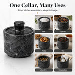 Wave Gray marble salt cellar on counter — Strabella kitchen Newport Beach