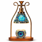 Blue mosaic candle warmer lamp on clean white background — studio product photo