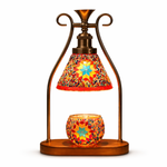 Orange mosaic candle warmer lamp on clean white background — studio product photo