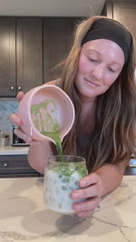 Customer making matcha at home with the Strabella Matcha Whisk Set