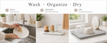 Wash, organize, dry — sink-side routine with Strabella stone drying mat, tray, brushes, and holder