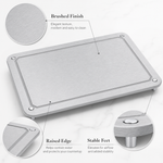 Brushed stone finish with raised edge — close-up detail