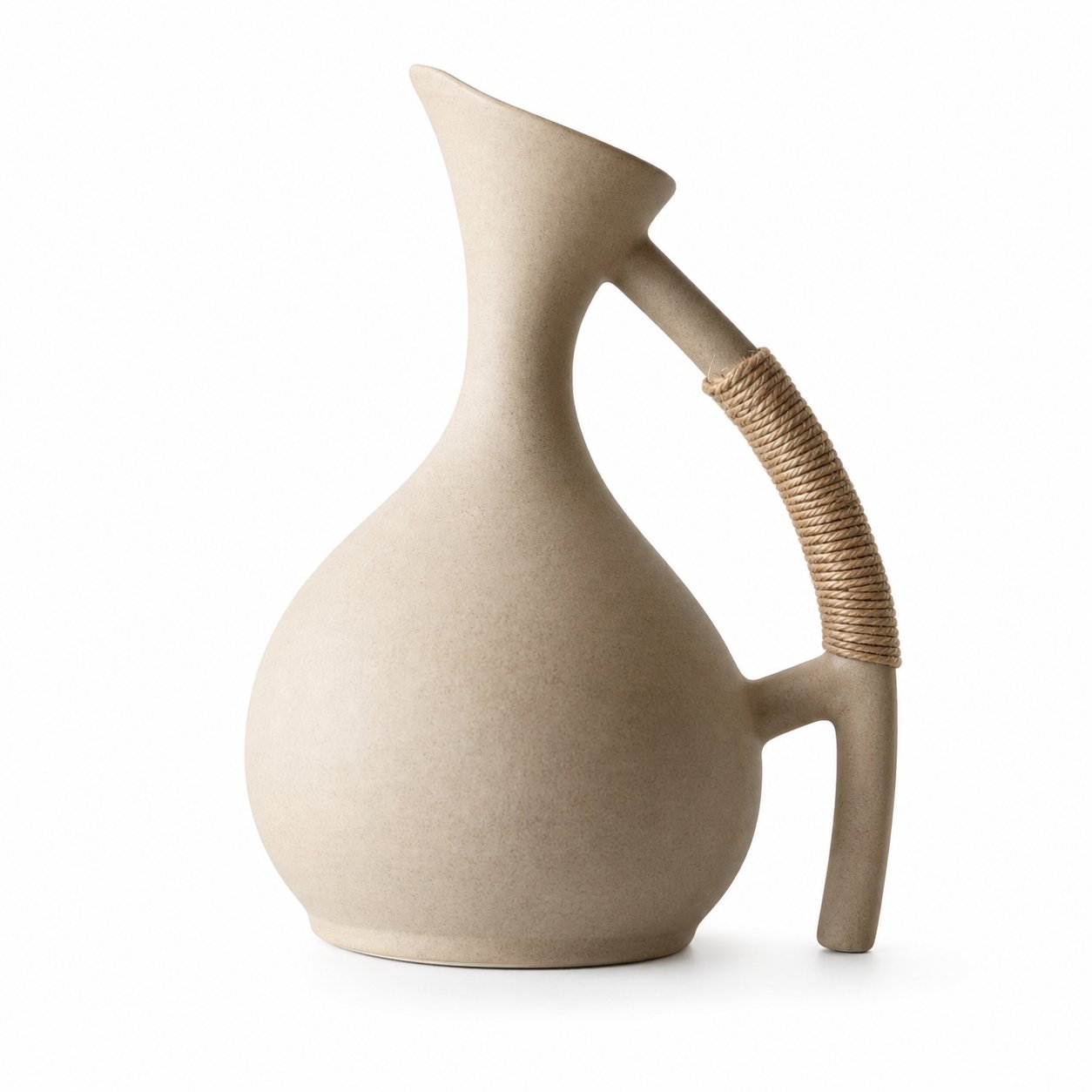 44oz stoneware pitcher with cork stopper — hero shot, raw clay finish