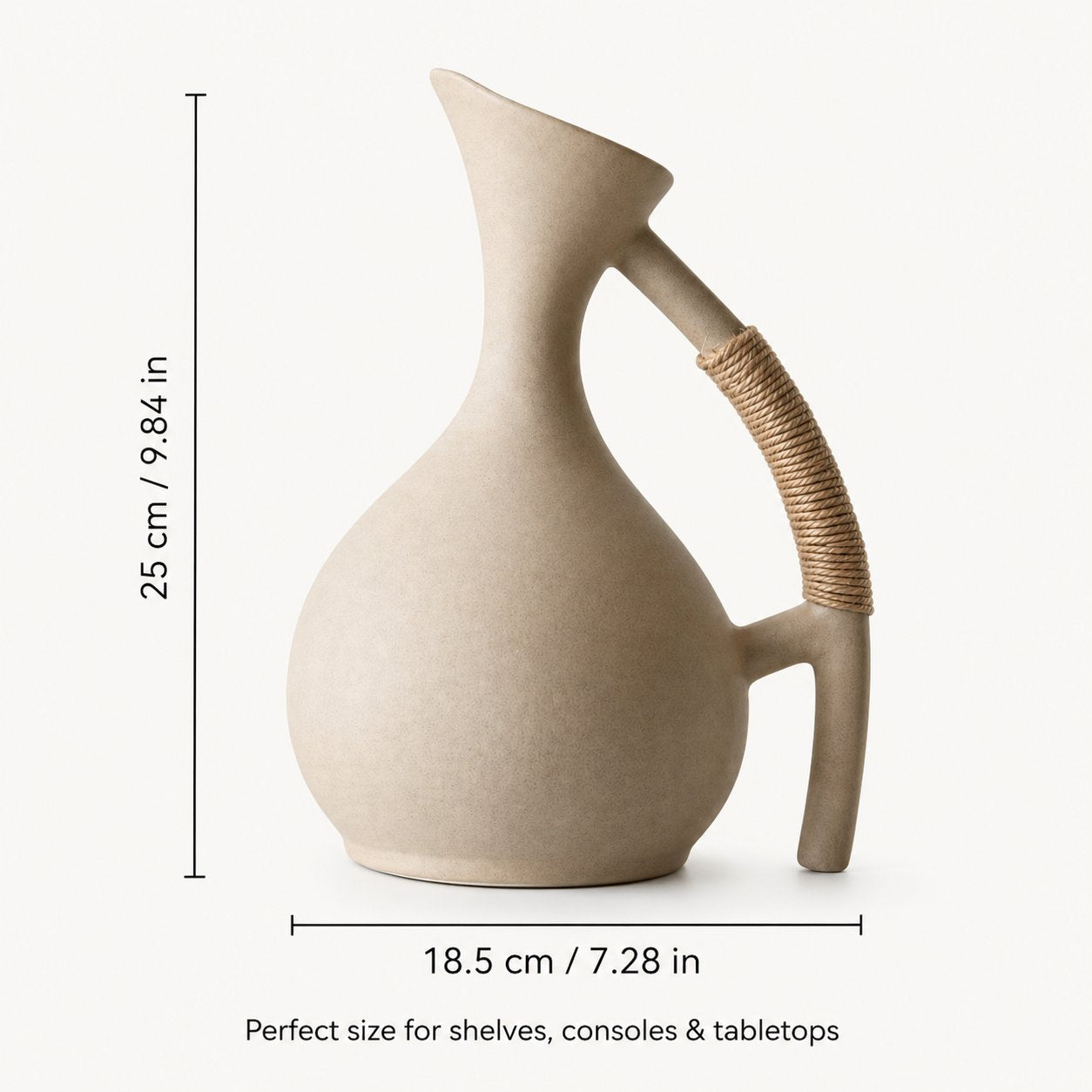 Cork stopper detail — leak-proof seal on stoneware cold water pitcher