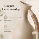 Pouring water from handmade ceramic pitcher — Strabella Newport Beach