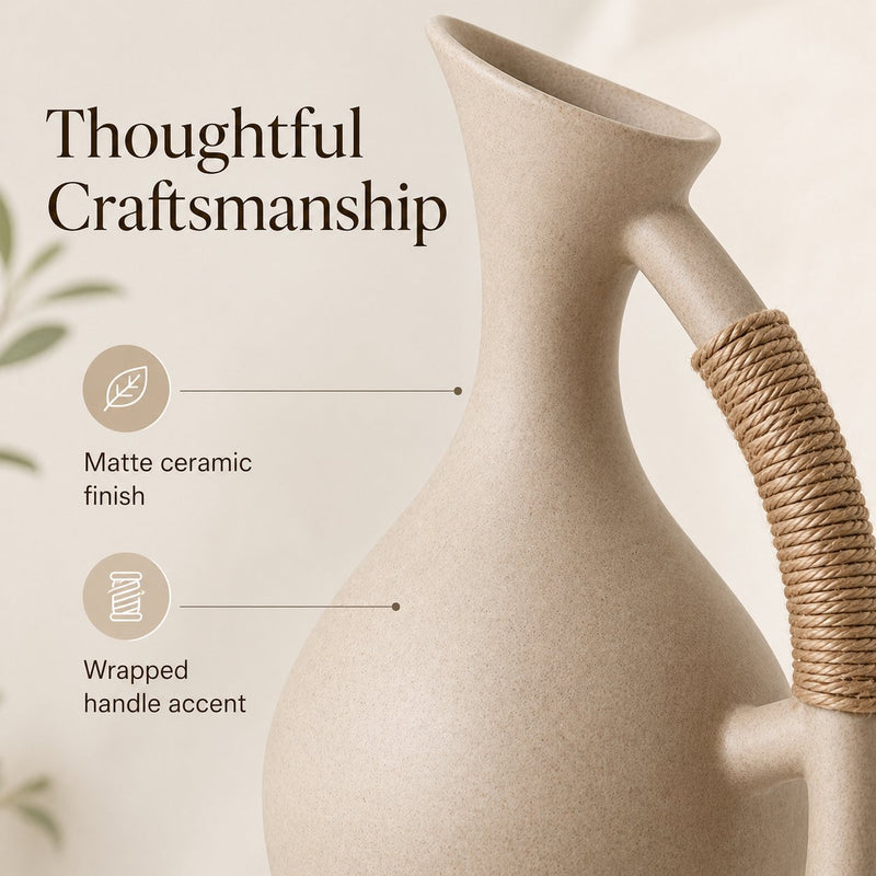 Pouring water from handmade ceramic pitcher — Strabella Newport Beach