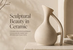 Handmade detail — coarse pottery stoneware pitcher hand-finished