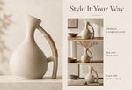 Strabella dinner table setting — stoneware pitcher with linen and ceramics