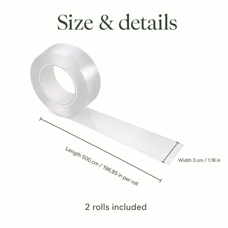 caulk tape — size chart, 500 cm long per roll and 3 cm wide, 2 rolls included