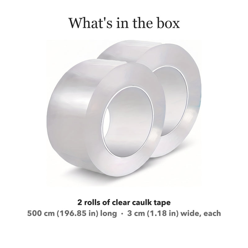 caulk tape — what is included: two clear rolls of sealing tape