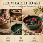 Handcrafted stoneware berry bowl — premium raw clay, high-fire ceramic, artisan hand-glazed finish