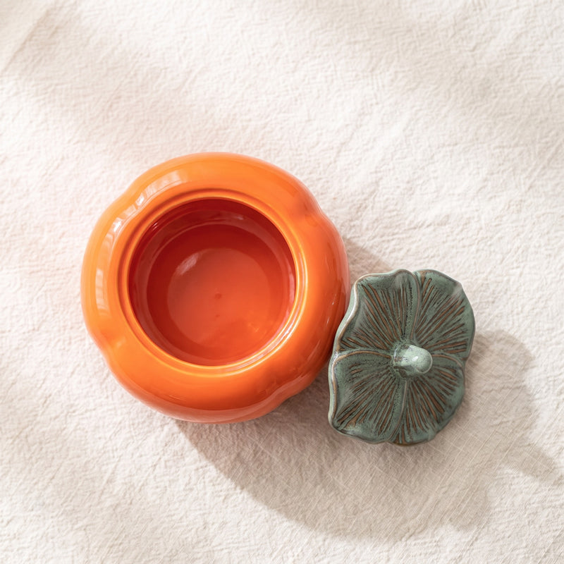 ceramic tea caddy — what is included: 1 persimmon jar and 1 leaf lid
