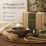 Gilt matcha ceremony set as a thoughtful gift — presented in branded matcha tea set box
