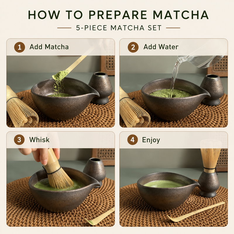How to prepare matcha — 4 step guide using the gilt 5-piece matcha ceremony set
