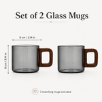 Strabella glass coffee mug dimensions: about 8 cm tall and 300 ml, set of 2 matching mugs