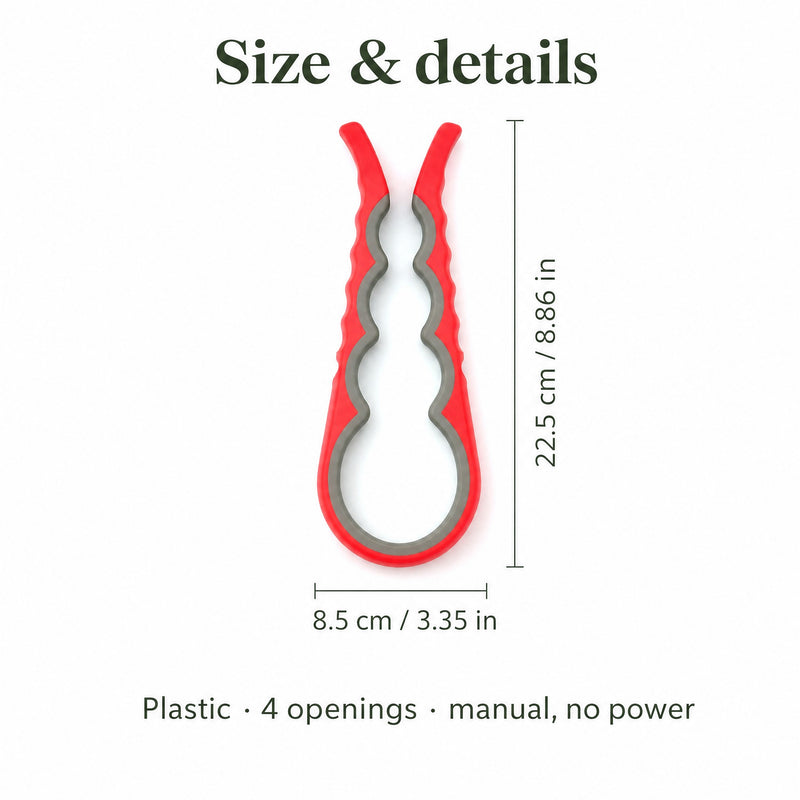 Jar opener — 22.5 cm (8.86 in) long and 8.5 cm (3.35 in) wide