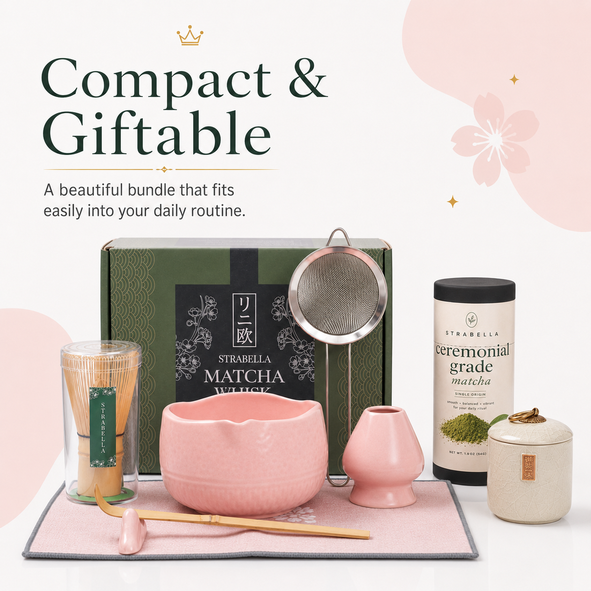 Matcha Queen Ritual Bundle — 7-Piece, Pink or Purple | Strabella
