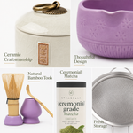 Simple matcha ritual in four steps with the purple Matcha Queen set