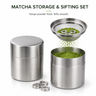 Matcha Sifter & Storage Tin — 304 Stainless Steel, 40-Mesh Sieve