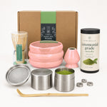 Strabella 9-piece matcha starter kit in Pink — ceramic bowl, bamboo whisk, sifter and ceremonial matcha