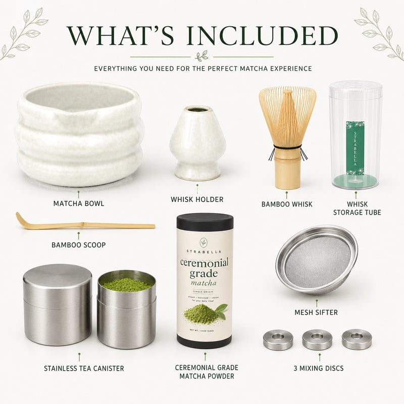 What's included in the White 9-piece matcha starter kit